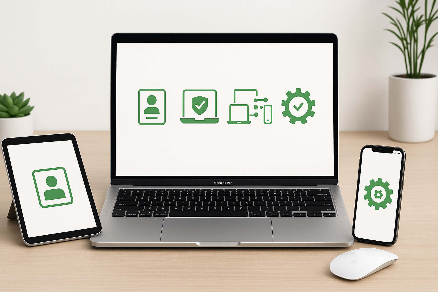 Illustration showing managed lifecycle of business mobile devices and laptops